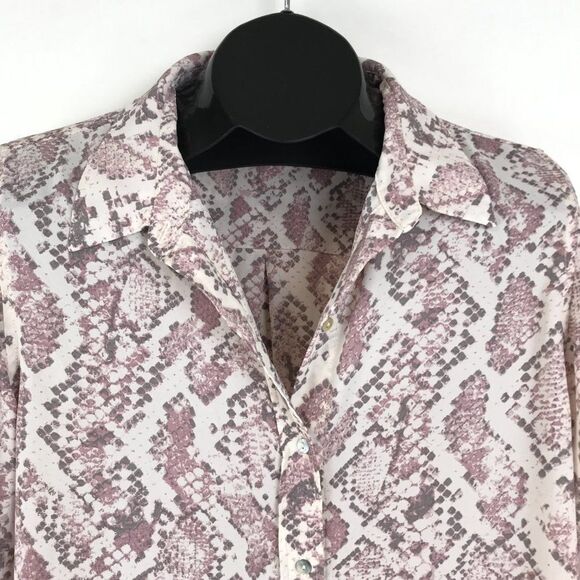 NANETTE Nanette Lepore Snakeskin Print Chiffon Blouse Women’s Size Large Sheer - Picture 2 of 10